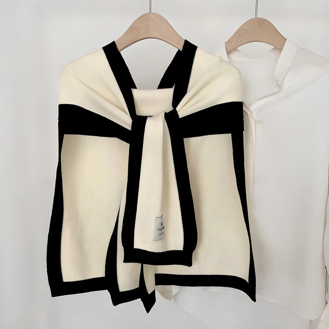 잇템 투톤 레이어드 어깨숄 여성 케이프 가디건 니트 숄 머플러 어깨 망토