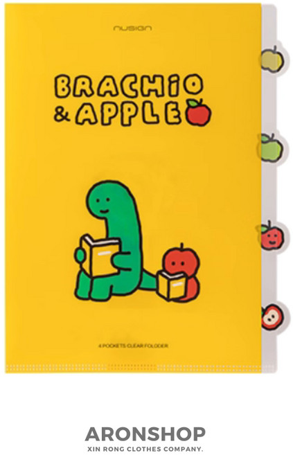 joguman 文創 /Brachio & Apple/, 四層L型文件夾-黃色款, 1個