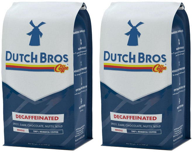 Dutch Bros 더치 브로스 디카페인 홀빈 12oz x 2팩 미국 프랜차이즈 커피 Decaffeinated, 홀빈(분쇄안함), 340g