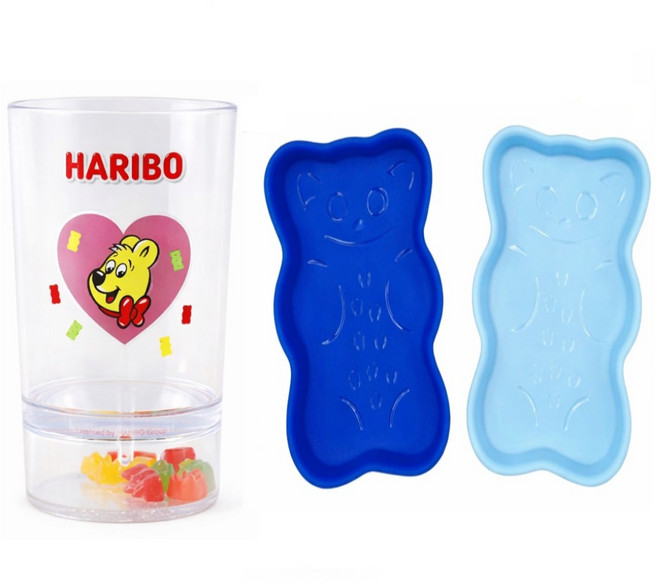 하리보 투명컵1개+플레이트접시 2개 세트, 1개, 03_하리보 투명컵(블루)+플레이트접시(2개)