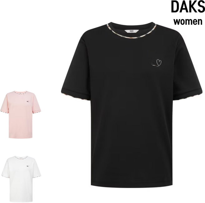 [닥스 여성 반팔티 ]DAKS 닥스 여자 반팔 라운드 티셔츠 골프의류 반팔 면티 여성의류특가 [블랙 핑크 아이보리] ]