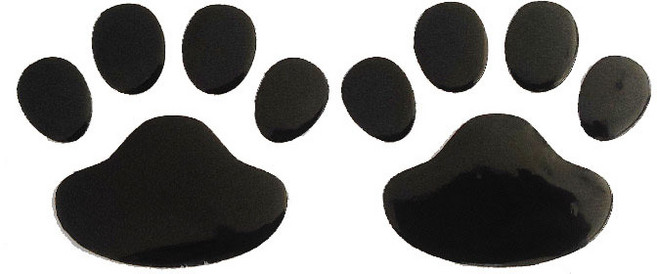 차량용 스티커 발바닥 4P 스크래치, 4개, 블랙