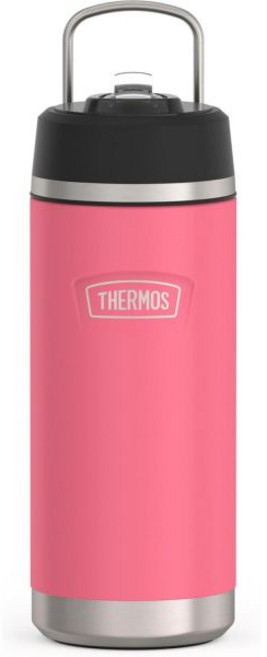 THERMOS써모스 아이콘 시리즈 피봇 빨대가 있는 스테인리스 스틸 키즈 물병 18온스 핫핑크, 1개