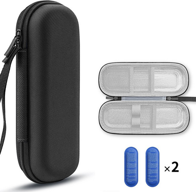 Ez2mk L140 EVA 휴대용 보냉 슬림형 파우치 아이스팩포함, 블랙, 1개