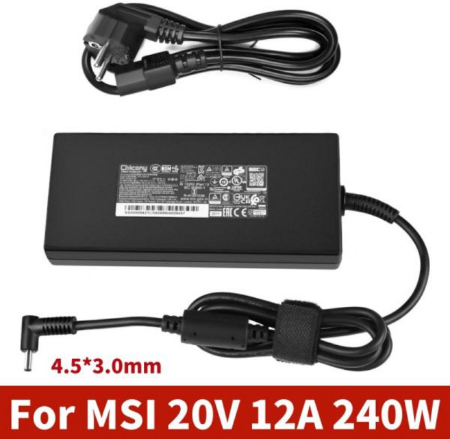 MSI 델타 15 15 A5EFK 15001 GF66 GF76 GL66 GL76 12U 소드 15 십자선 17 15 용 240W 20V 12A 노트북 전원 어댑터 충전기, without AC Cable