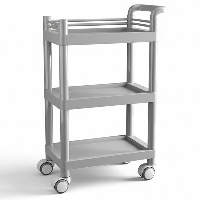 ABS 3단 미용 웨건 카트 이동식 트롤리, 그레이