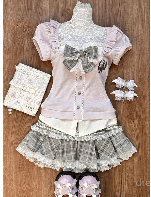 y2k 갸루 파스텔 코디 jk 세트 메이드