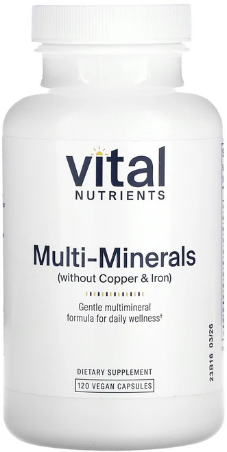 Vital Nutrients 멀티 미네랄(구리 및 철분 무함유) 베지 캡슐 120정 Nutrients (바이탈 뉴트리언츠), Vital Nutrients, 멀티 미네랄(구리 및 철, 1개 - 쿠팡