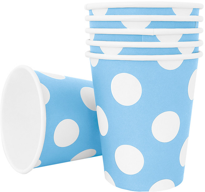 파티용 종이컵 도트라이트블루 6개 생일 일회용, 단품, 단품