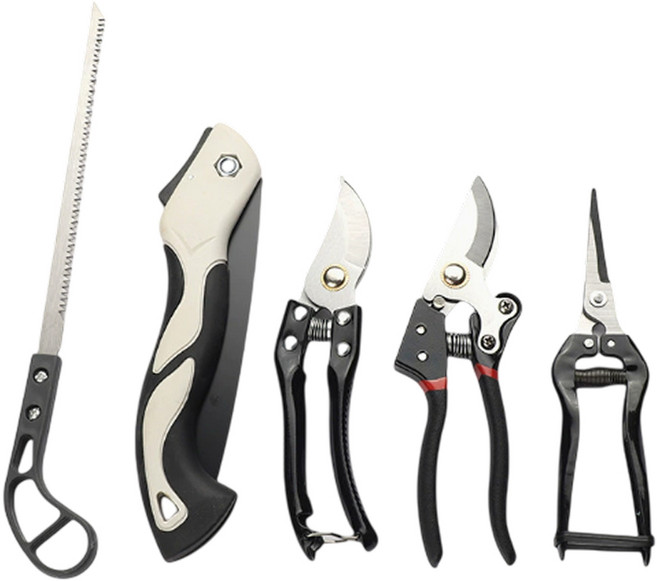 전지가위 톱 5종 세트 원예 분재 나무 정원 가지치기, 1세트