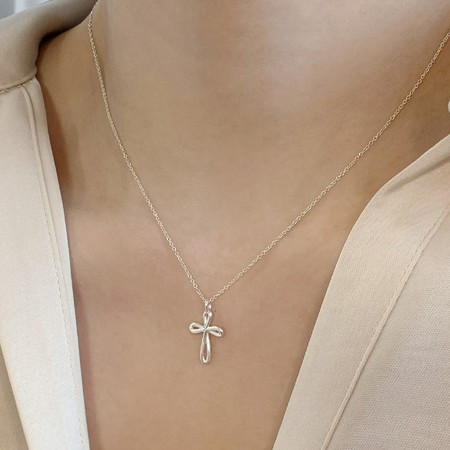 반지소 925실버 여성 미니 순은 십자가목걸이