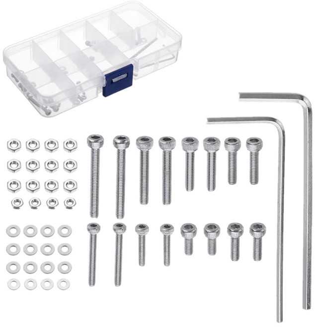 50pcs/set m2.5 범용 턴테이블 헤드 쉘 카트리지 장착 키트 스테인리스 스틸 볼트 나사 너트 세트와 케이스., 1개