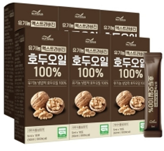 뉴트리너스 엑스트라버진 호두오일 100% 건강식품 6박스, 1개, 5ml