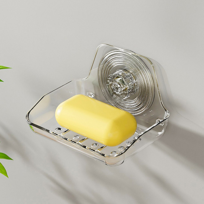 욕실 다용도 부착식 무타공 비누 받침 수납 선반, 투명, 1개