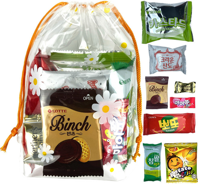 [선물.Dream]학생 단체 간식 학원 답례품 국산 과자 꾸러미 세트, 1박스, 미니주머니간식(총15개)