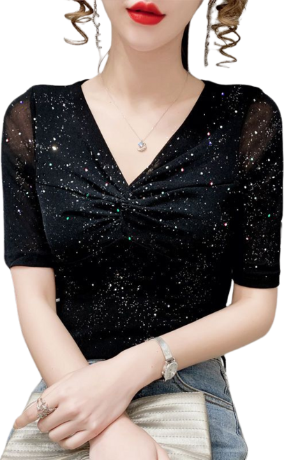 라인댄스복 스포츠댄스복 여자 상의 티셔츠 연습복 뉴타임즈F243071