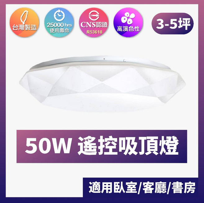 壯格TRUNK 50W遙控吸頂燈 閃耀星鑽 台灣製造 適用3-5坪臥室客廳