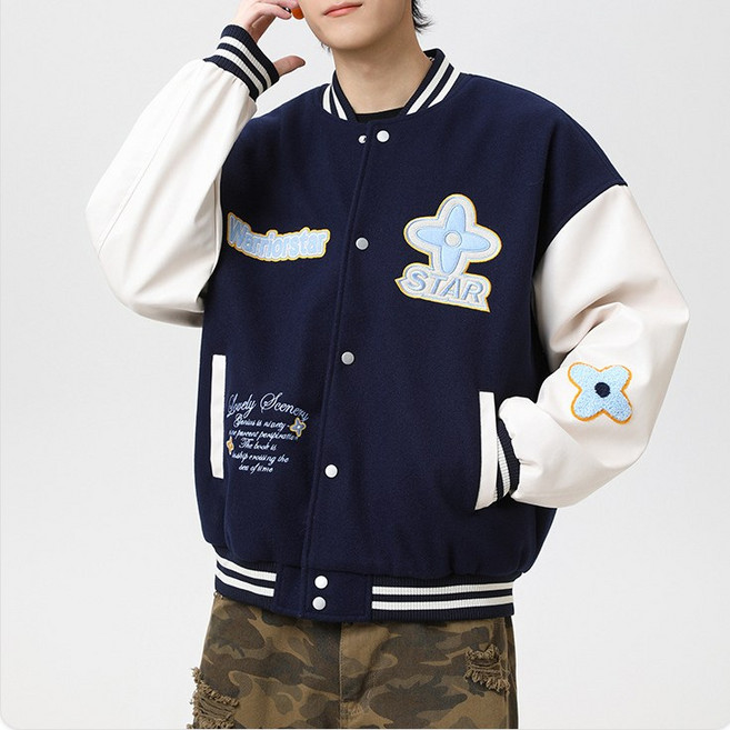킹앤조이 공용 배색 야구점퍼 바시티 리모디 자켓