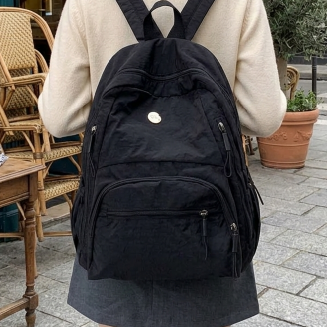 샵브릿지 기저귀가방 대용량 아기용품 백팩 파우치, 블랙