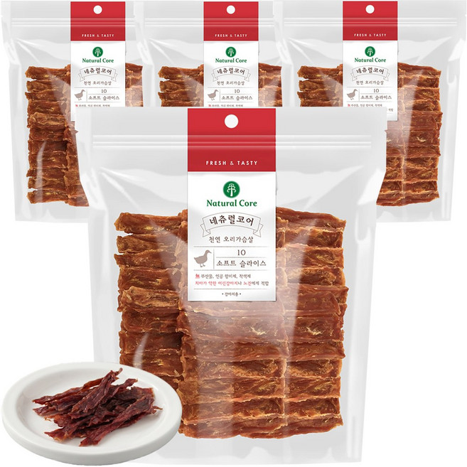 네츄럴코어 천연 오리가슴살 소프트슬라이스 (증정 보노육포), 400g, 4개, 오리 소프트슬라이스