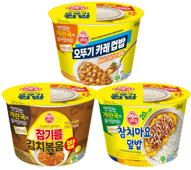 오뚜기 컵밥 참기름김치볶음밥 3개+카레컵밥 3개+참치마요덮밥 3개, 9개