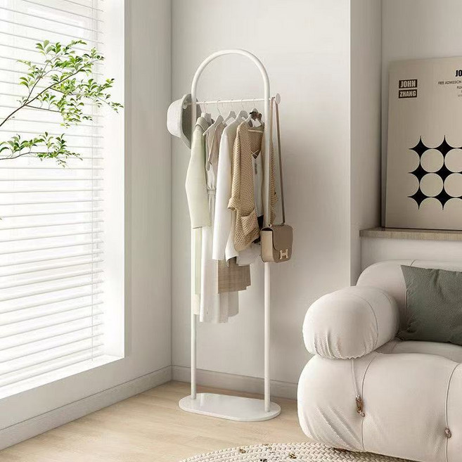 스탠드 옷걸이 행거 원형모형 철제 미니 틈새 행거, 흰색