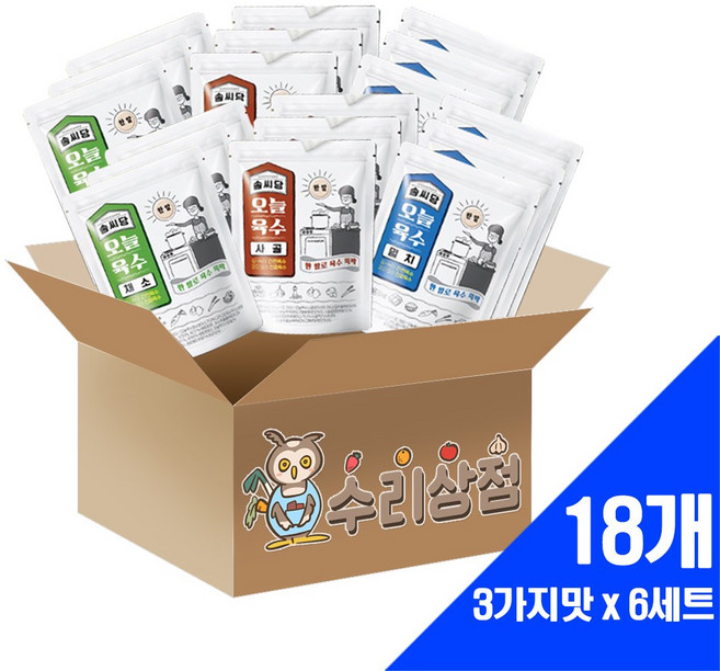팔도 솜씨당 오늘육수 코인육수 105g 3가지맛 x 6세트 (18개)