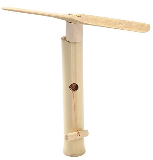 竹製拉線竹蜻蜓 童玩 懷舊玩具 戶外遊戲, 1個