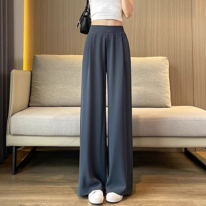 西裝闊腿褲女 高腰顯瘦 直筒褲 休閒長褲 夏季長褲 韓版大尺碼