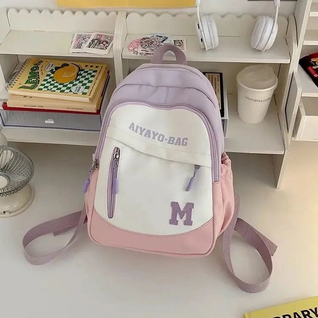 AIYAYO-BAG 兒童輕便旅行雙肩包 小學生外出書包 女孩出遊背包, 紫色+腮紅