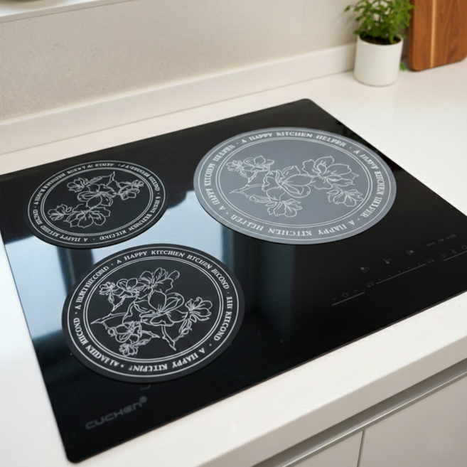 실리콘 인덕션 보호 매트 3P 세트 31cm 대형 상판 스크래치 방지 냄비받침, 1개, 블랙+블랙+회색=한세트