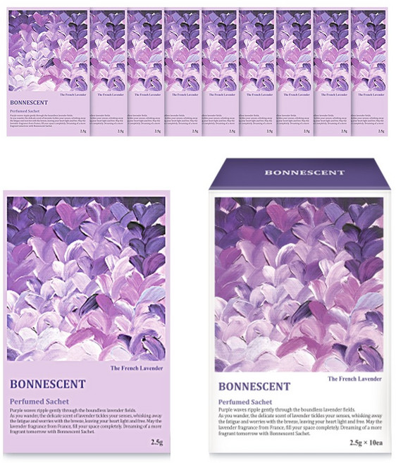 보네센트 샤쉐 옷장 방향제 더프렌치라벤더, 2.5g, 10개