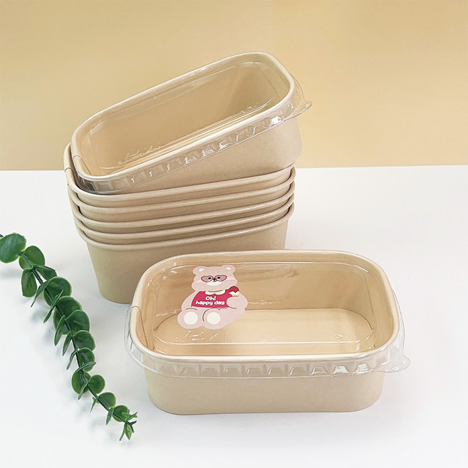 일회용 튼튼한 포장 용기 소프트 크라프트 650ml 샌드위치 케이스 샐러드 김밥 떡 포장 용기, 50개, 1세트