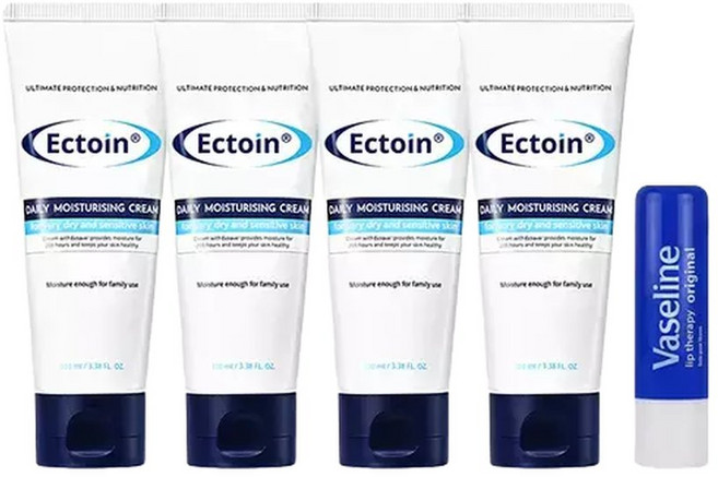쟈스 엑토인 멀티 보습크림 100ml x4 & 바세린 립밤 오리지널 4.8g, 4개