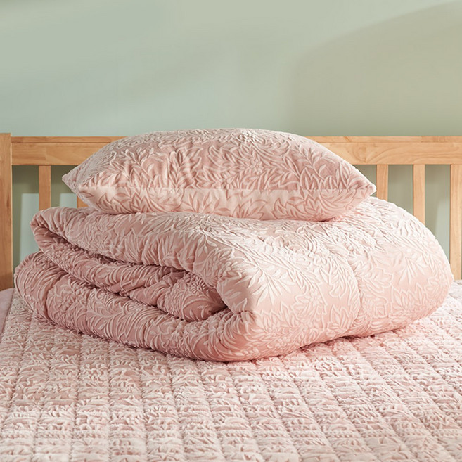 아이리스 5mm 착번아웃 극세사 이불 패드 베개커버 침구 세트