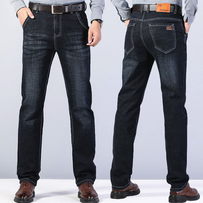 NUNUHANA 남성 스트레이트핏 스판 청바지 사계절 캐주얼