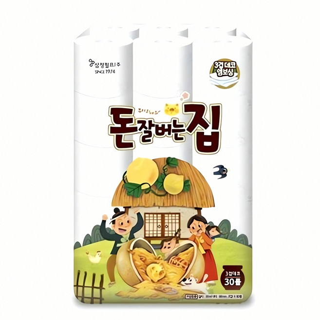 돈잘버는집 3겹 화장지 30m 30롤x2팩, 30개입