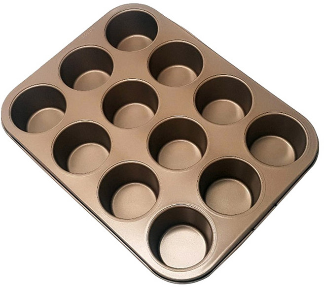 높은머핀팬12구 금색 높은틀 깊은 컵케이크 머핀컵판 만들기 몰드 제과제빵 홈베이킹도구, 12개