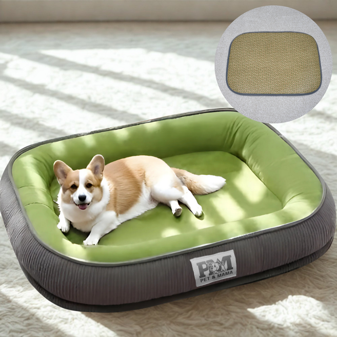 홀릭하임 관절보호 포근한 노령견 폼 방석 커버분리형 세탁가능 쿠션, 1개, 그린
