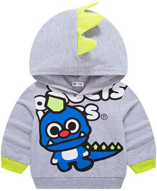 BE TOP 兒童立體卡通恐龍連帽衛衣 秋冬款 適合2-10歲男童上衣 寶寶打底衫