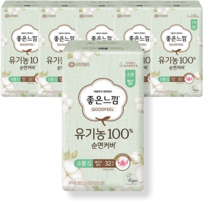 좋은느낌 유기농 순면커버 울트라슬림 소형 32개 x 6팩, 32개입, 6개