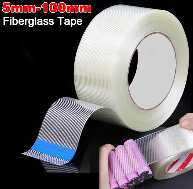 절연 랩 강줄무늬 유리 섬유 테이프 배터리 팩 단면 고온 저항 고정 도장, 3) 10mm width - 25m Length 1 r, 1개
