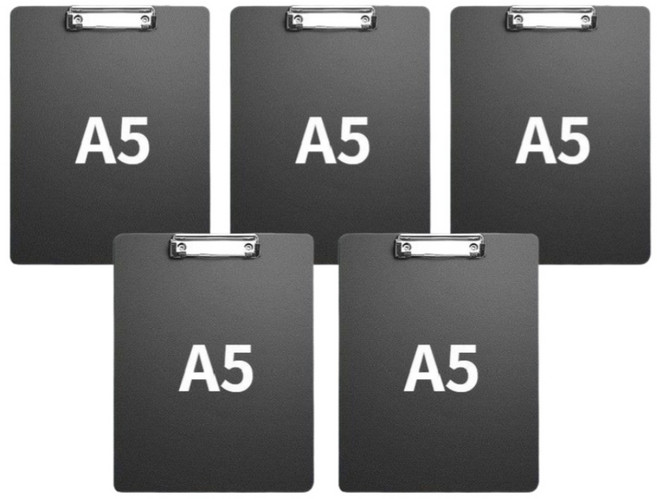 웰컴투 PS클립보드 A5, 검정색, 5개입