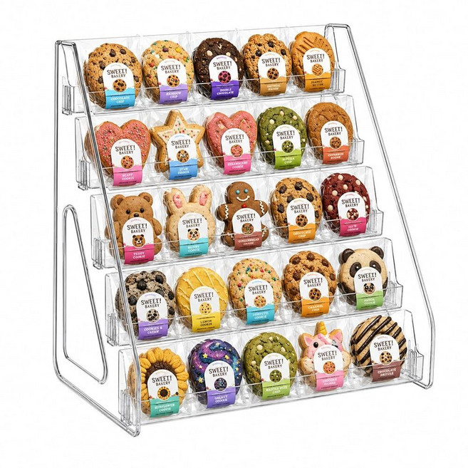 GYSLEOT Acrylic Cookie Display Stand 5-Tier Clear Tiered Dessert Stand for Bakers Vendors Profes