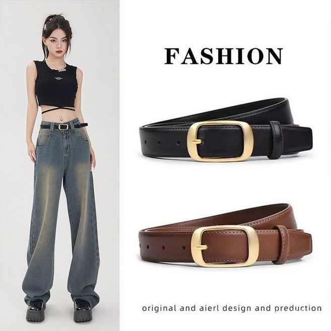 女士牛皮真皮皮帶 簡約裝飾休閒百搭 韓版 夏季新款 牛仔褲腰帶女