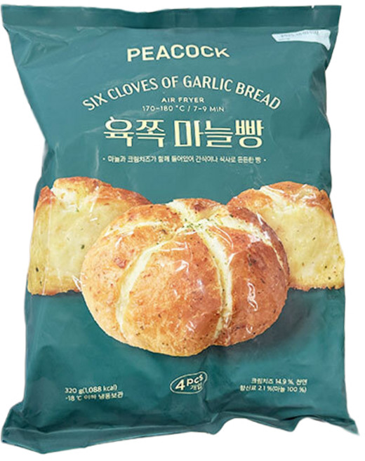 피코크 육쪽 마늘빵, 4개, 80g