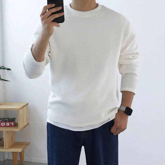 로코비전 95-125 남자 오버핏 드랍숄더 니트 티셔츠 빅사이즈