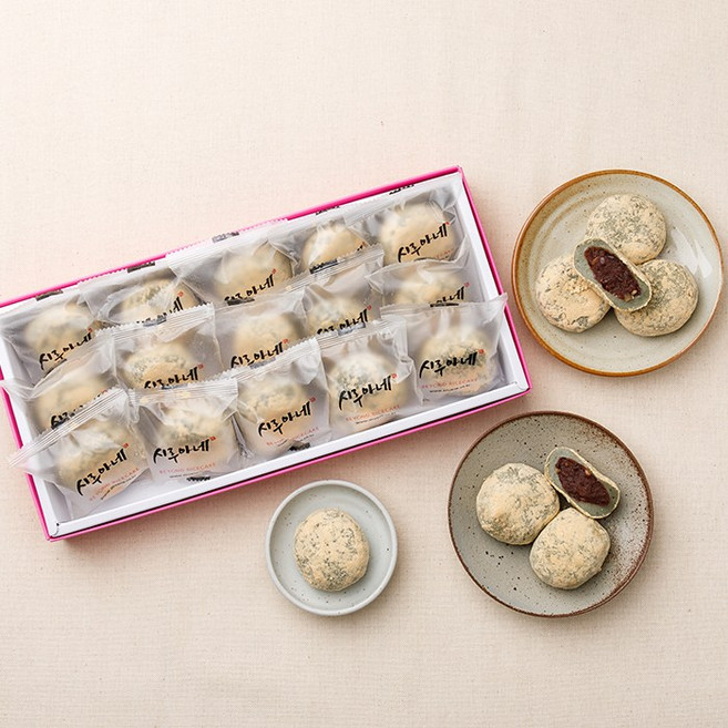 시루아네 콩쑥개떡 개별포장 (60g*15개), 1박스(보자기추가), 60g