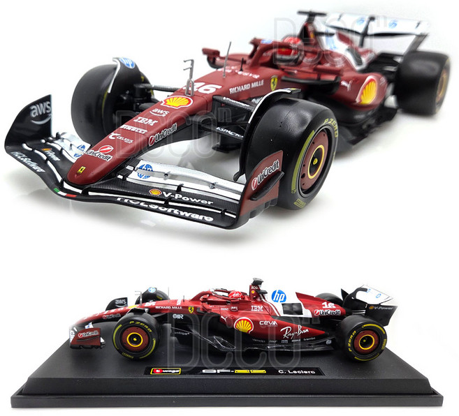 1:18 페라리 SF25 시즌카 샤를 르클레르 NO.16 레이싱 받침대 미니카 다이캐스트, 18SF25시즌카(샤를르클레르), 1개