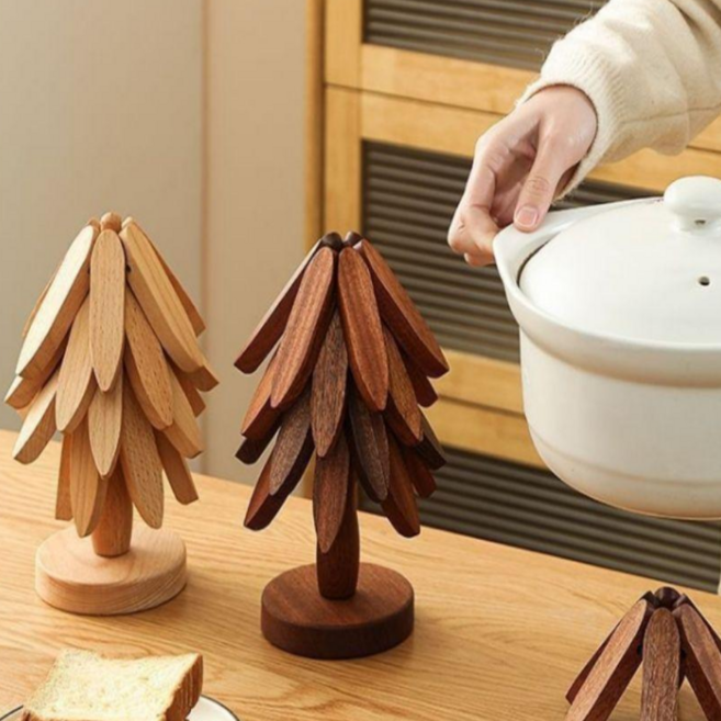 모드인 우드감성 스탠딩 트리 냄비받침, 1개, 월넛